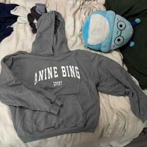 Anine Bing Olive Gray Pullover Hoodie